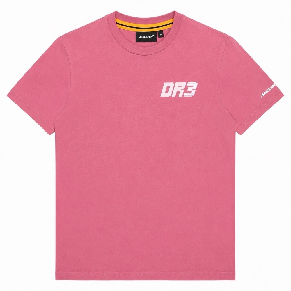 McLaren F1 Daniel Ricciardo DR3 Mens Medium Pink Graphic T Shirt Cotton Racing